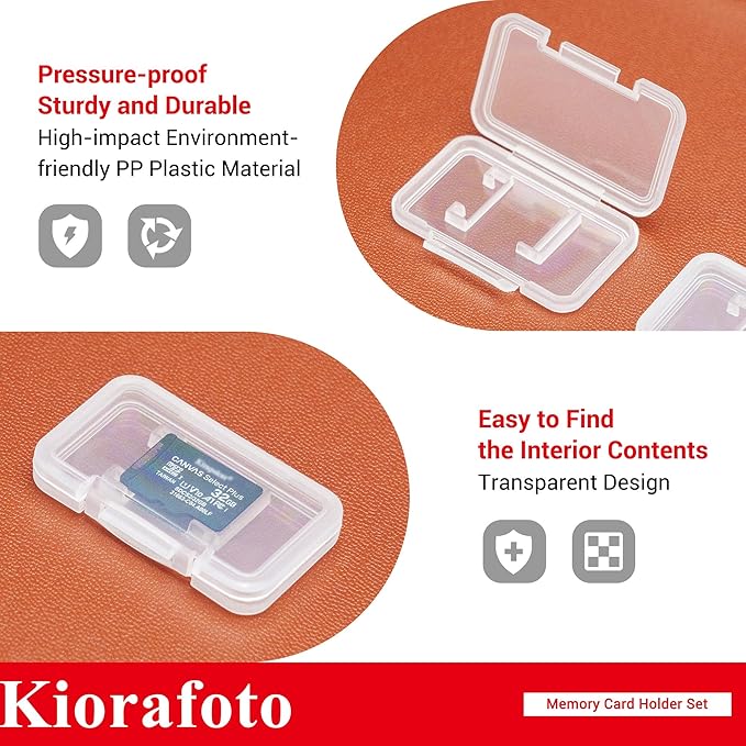 Kiorafoto 18 PCS Multi-Color Clear Plastic Memory Card Holder Case - Image 4