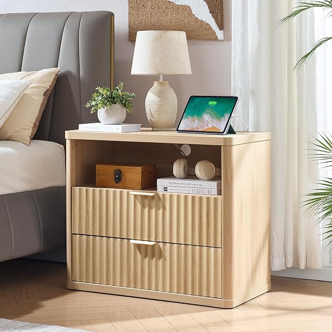 LEYAOYAO 31" Wide Fluted Nightstand Set of 2 - Image 5