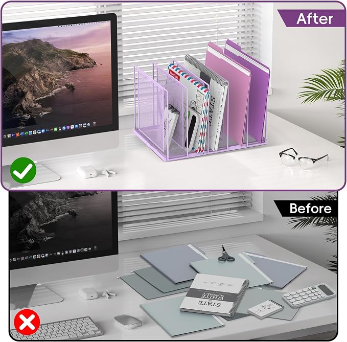 File Organizer for Desk, 5-Section Vertical File Sorter, Paper Holder Organizer - Image 6