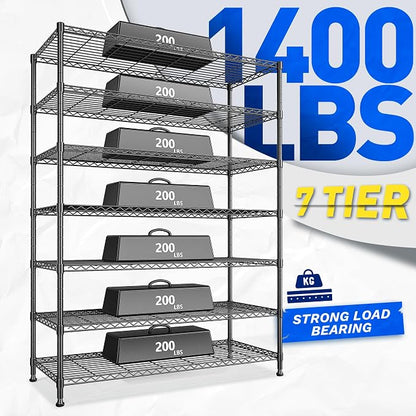 82.6H Metal Shelving Unit 7 Tier Storage Shelves Adjustable Wire Shelving Metal - Image 4