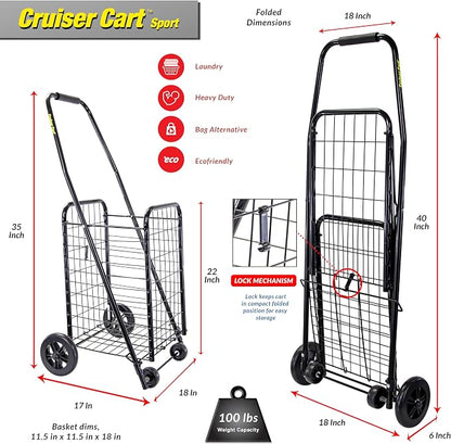 dbest Products Cruiser Cart Sport, Foldable Grocery Cart on Wheels - Image 4