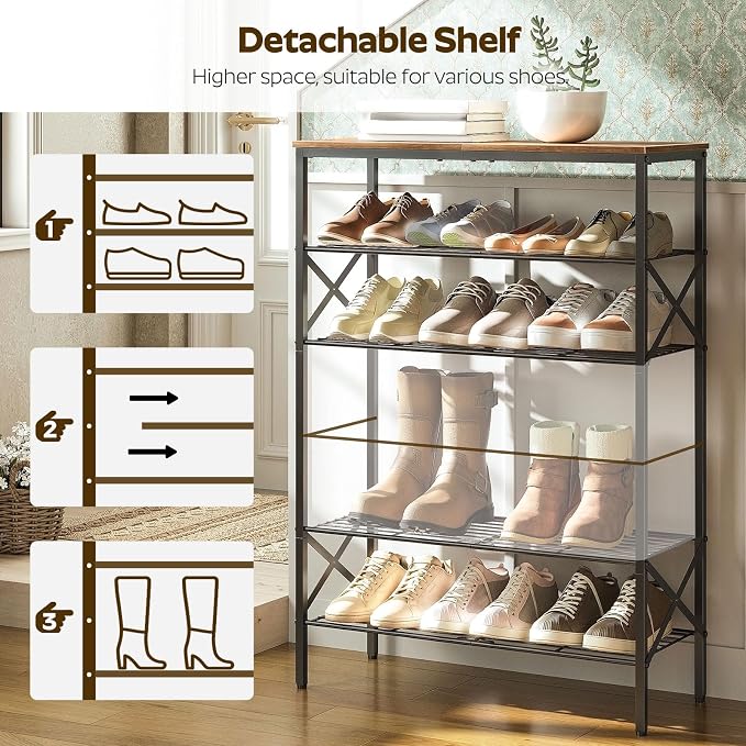 YATINEY 6-Tier Shoe Rack, Shoe Storage Organizer - Image 5