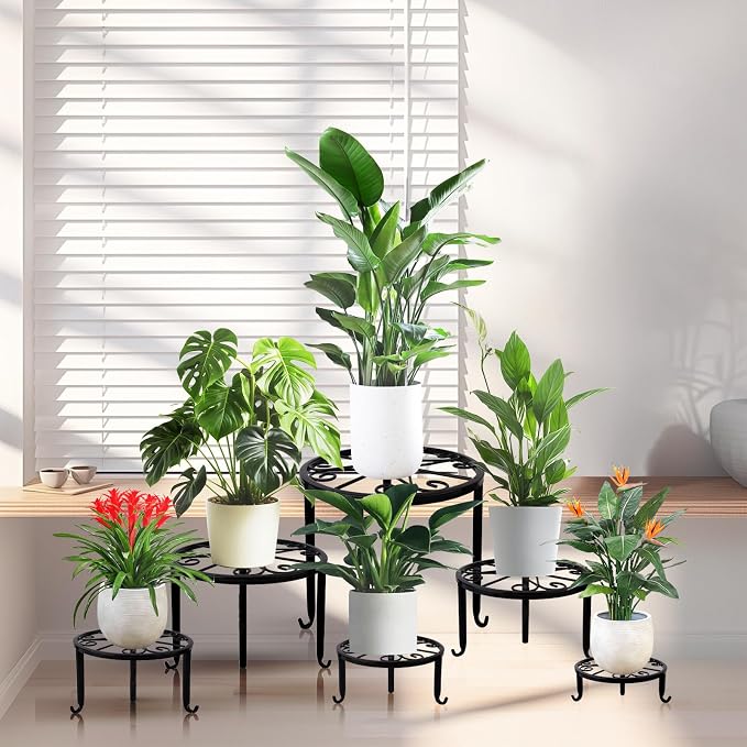 6-Pack Metal Plant Stand, Heavy Duty Flower Pot Stands - Image 2