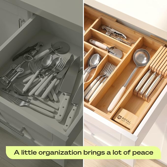 Drawer Organizer for Kitchen Organization – Expandable Bamboo Silverware Drawer - Image 10
