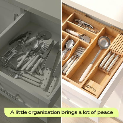 Drawer Organizer for Kitchen Organization – Expandable Bamboo Silverware Drawer - Image 10
