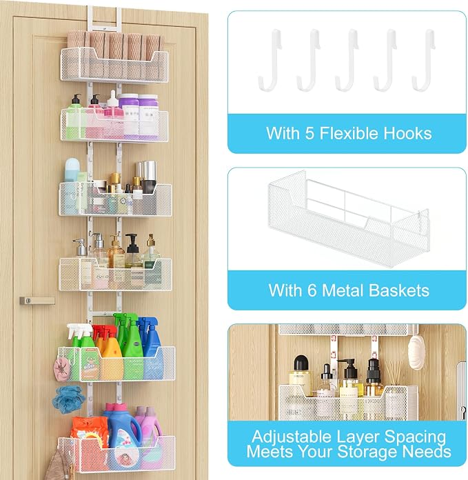 Hongtamoya Over The Door Organizer, Metal Hanging Door Organizer - Image 7