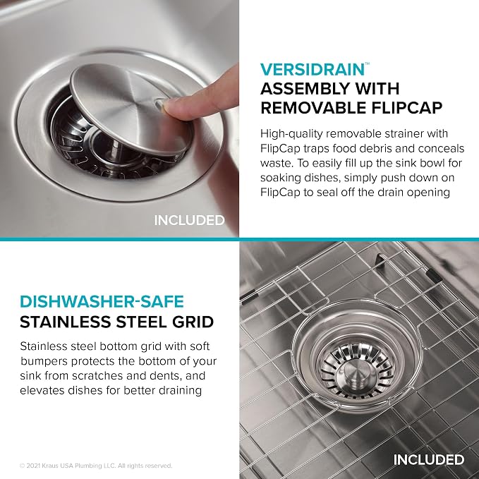 KRAUS Dex 25-inch Undermount 16 Gauge Stainless Steel Single Bowl Kitchen Sink - Image 9