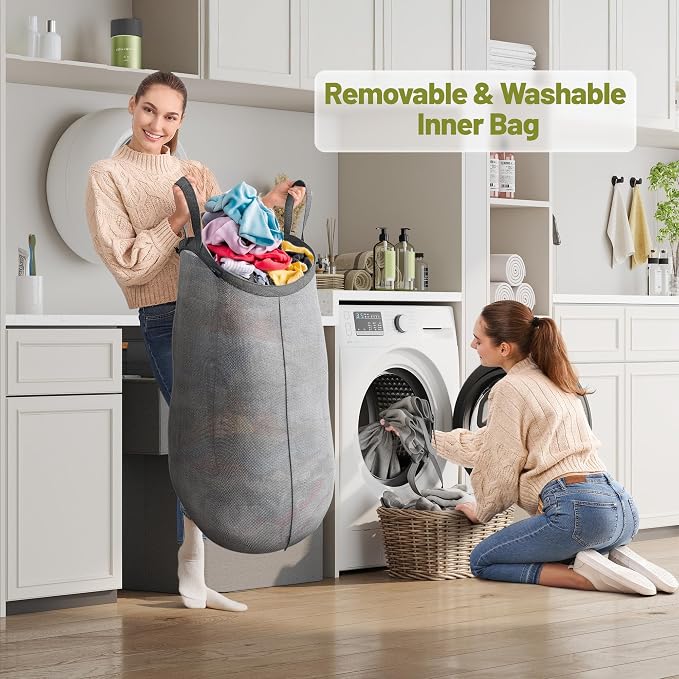 175L Laundry Hamper with Lid 3 Section, Extra Large Laundry Basket with 3 - Image 3