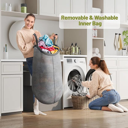 175L Laundry Hamper with Lid 3 Section, Extra Large Laundry Basket with 3 - Image 3