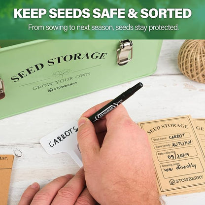 Seed Storage Box Organiser – Green Garden Seeds Tin - Image 5