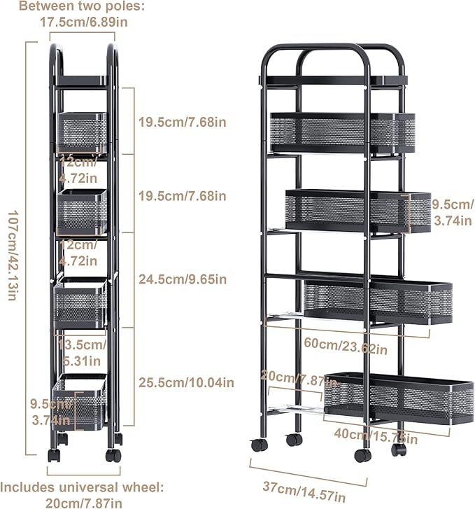 UMDONX Slim Storage Cart 5 Tier - Image 2