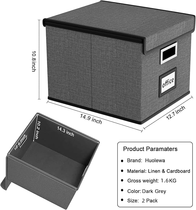 File Organizer Box with Lids, Collapsible File Folder Organizer | File Box with - Image 5