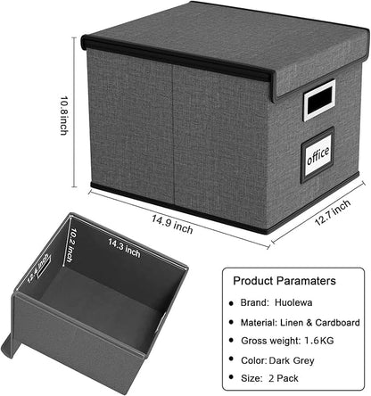 File Organizer Box with Lids, Collapsible File Folder Organizer | File Box with - Image 5