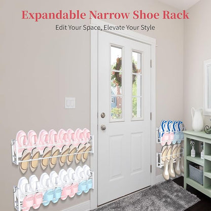 4 Pack Wall Mounted Shoe Rack for Narrow Spaces, Hanging Shoe Rack Holds 32 - Image 3