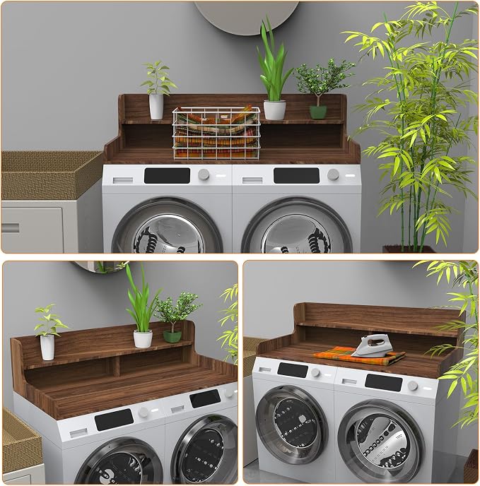 2-Tier Washer Dryer Countertop, Wood Laundry Countertop - Image 5
