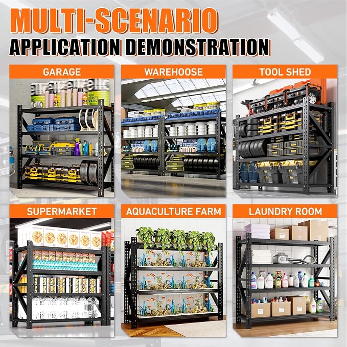 5000LBS 4 Tier Garage Storage Shelves, Heavy Duty Adjustable Storage Rack - Image 5