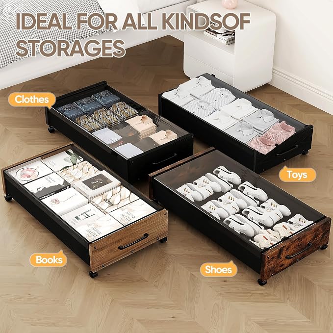KITHELP Wooden Under Bed Storage - Image 7