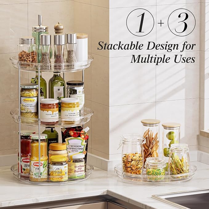 LAMU Rotating Makeup Organizer for Vanity, 10.6in 2 Tier Lazy Susan Turntable - Image 6