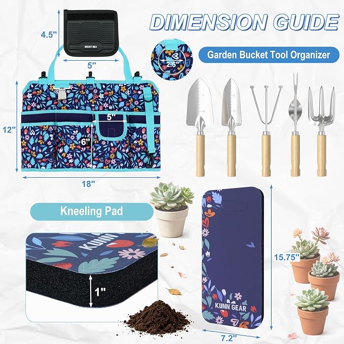 KUNN 5 Gallon Garden Bucket Tool Organizer & Kneeling Pad Set, 18-Pocket Heavy - Image 2