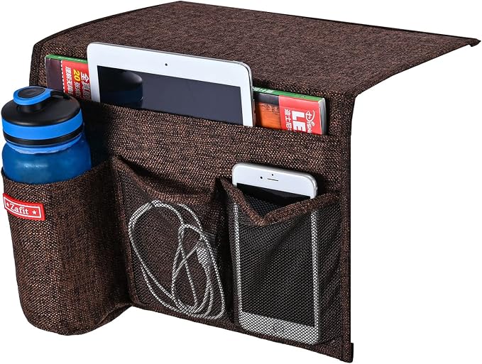 Zafit Linen 4 Pockets Bedside Caddy, Bedside Storage Organizer - Image 2