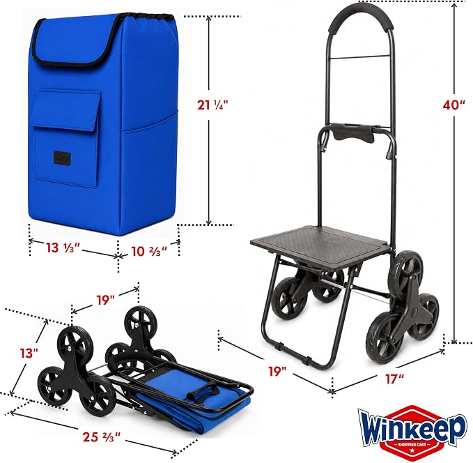 Shopping Cart, Super Loading Stair Climber 220 lbs Capacity, Grocery Foldable - Image 3