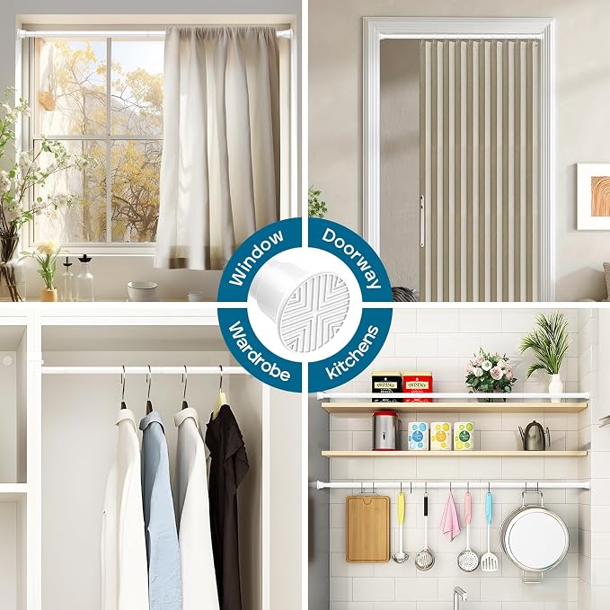 AIZESI Tension Rod 24-46 inch, Tool-Free No Drill Spring Curtain Rod, No Fall - Image 6