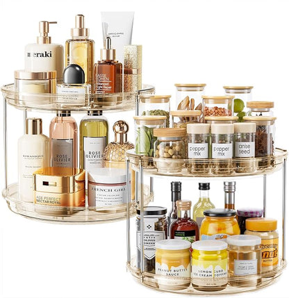 LAMU 2 Pack 2 Tier Lazy Susan Turntable Organizer 10.6'' Rotating Spice Rack by YourHome-OrganizationHelper