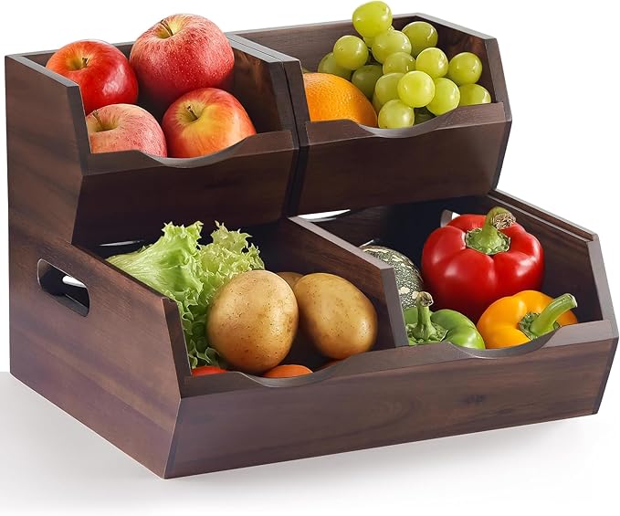 Acacia Wood Pantry Storage Bins by NAGAWOOD
