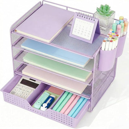 LEKETREE Desk Organizers and Accessories, 5-Tier Paper Letter Tray Organizer by Stylishworkspaceeffortlessorganization