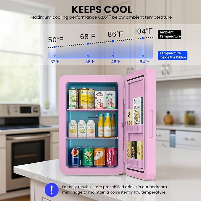 22L/30Cans Mini Fridge for Bedroom, 12v DC Portable Cooler & Warmer, Mini - Image 4