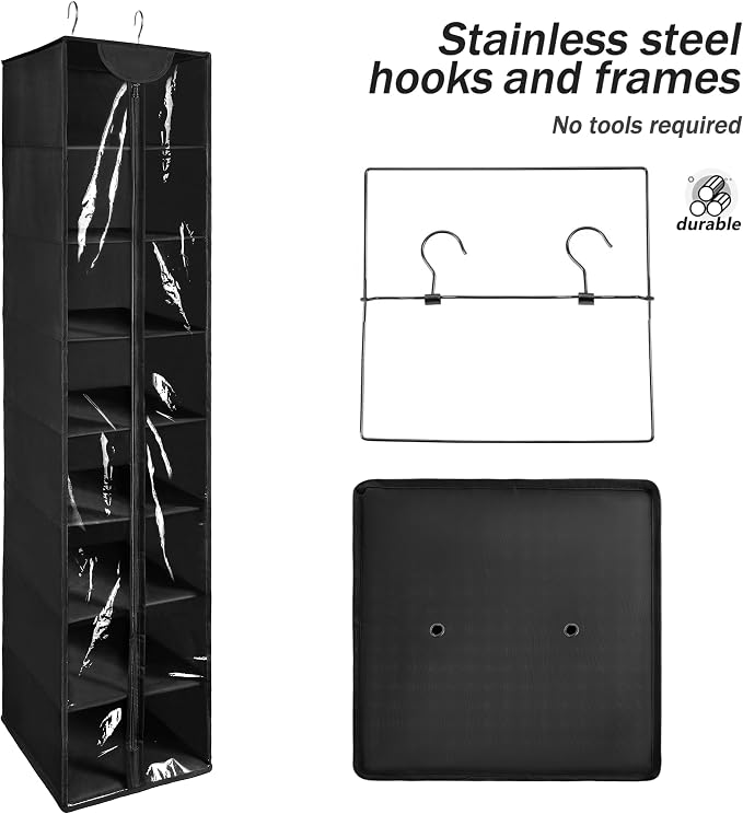 Libeder Hanging Closet Organizer, 8-Shelf Wardrobe Clothes Storage Organizer - Image 6