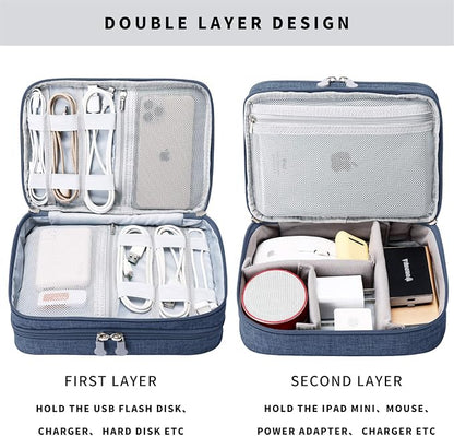 Lanola Travel Cable Organizer Bag, Electronic Accessories Case Portable Double - Image 3