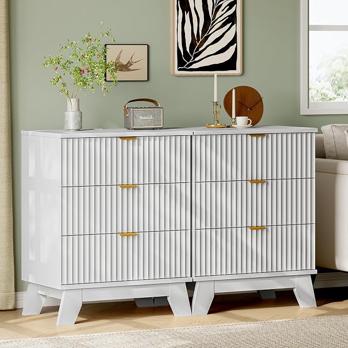 Fluted Nightstand with Charging Station, Modern Wood Side Table Night Stand - Image 7