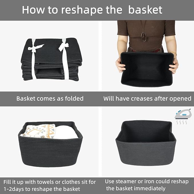 Cotton Rope storage Basket Bins 15X10X9.3“ Woven Basket - Image 7