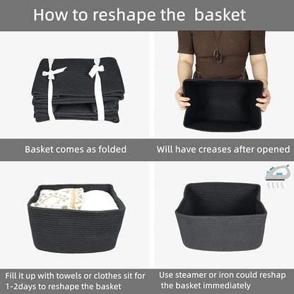 Cotton Rope storage Basket Bins 15X10X9.3“ Woven Basket - Image 7