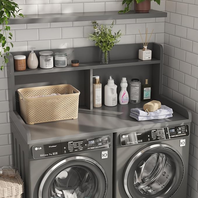 2-Tier Washer Dryer Countertop, 18.5" Raised Height Laundry Countertop - Image 2