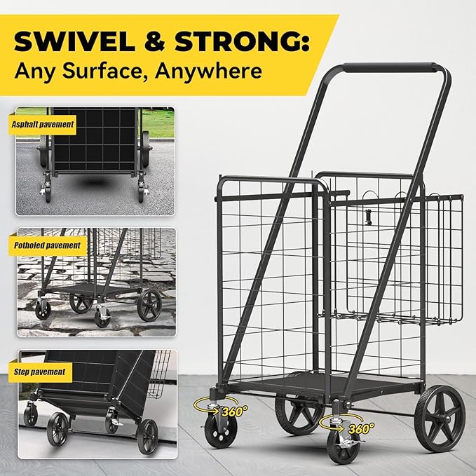 4.5 Cu Ft Folding Shopping Cart - Image 3
