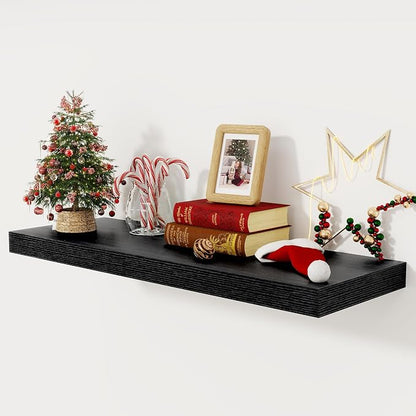 Black Floating Shelves 36 Inch Long, 12 Inch Deep Floating Shelves by FunMemories
