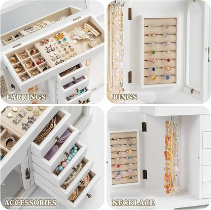Miratino Jewelry Box for Women Girls, Wooden Jewelry Organizer Box - Image 4