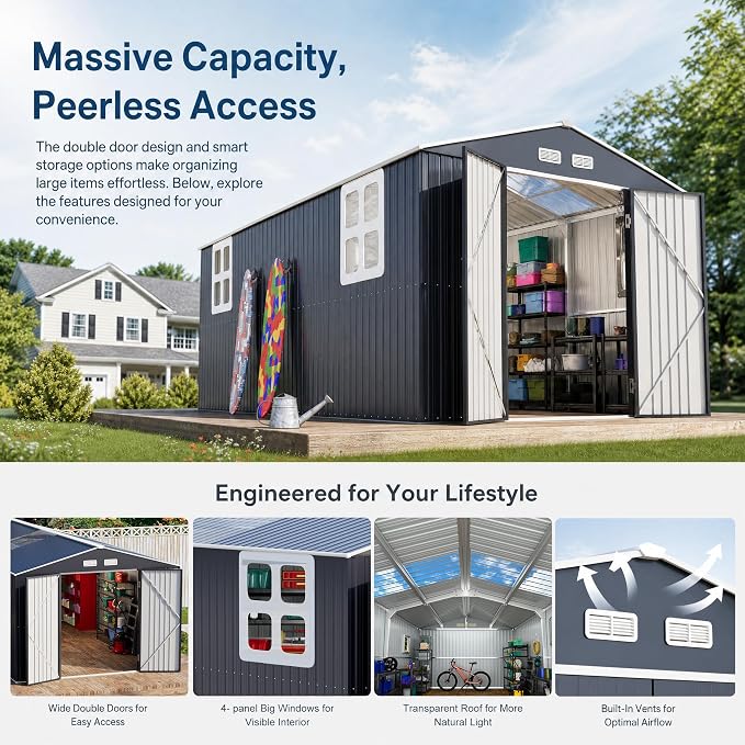 10x16 FT Metal Outdoor Storage Shed - Image 2