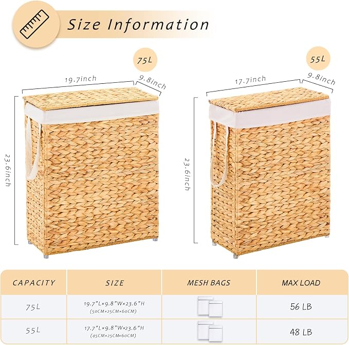 Handwoven Slim Laundry Hamper - Image 2