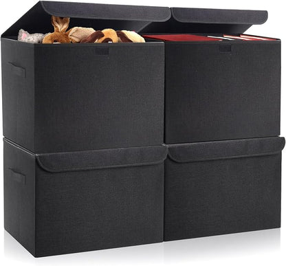 Large 22 Quart Linen Fabric Foldable Storage Bin Cube Organizer Basket by Bagnizer