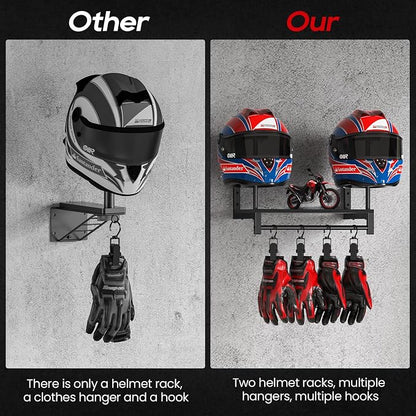 Automotive Helmet Holder Wall Mount, Solid Wood and Metal Helmet Rack - Image 5