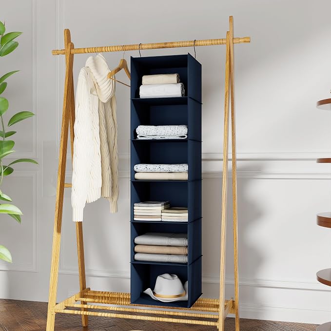 Hanging Closet Organizer and Storage 6-Shelf, Easy Mount Foldable Hanging - Image 2