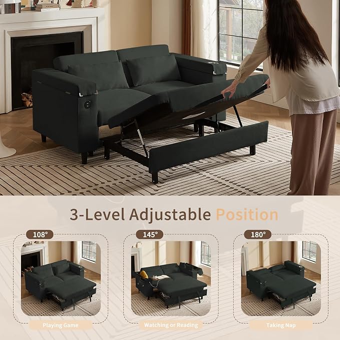 hansones ​66" Multi-Functional Pull-Out Sofa Bed - Image 7