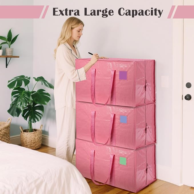 6 Pack Moving Bags with Full-Open Side Zipper, Extra Large 93L Heavy Duty - Image 4