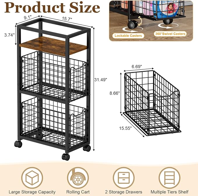 Hongtamoya 3 Tier Laundry Room Cart - Image 7