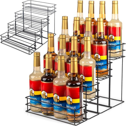 16 Bottle Capacity Coffee Syrup Organizer 4 Tier Coffee Syrup Stand Shelf by kimilus