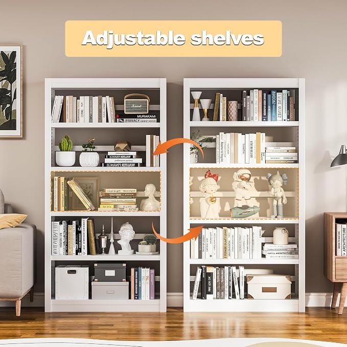 5 Tier Metal Bookcase, Sturdy Modern Heavy Duty Display Bookcases - Image 3