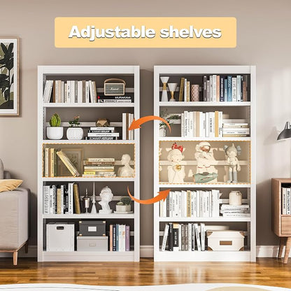 5 Tier Metal Bookcase, Sturdy Modern Heavy Duty Display Bookcases - Image 3